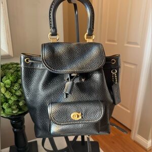 Coach - Riya Backpack 21 Pebbled Leather 2023 - LIKE NEW Rogue Luggage Handle